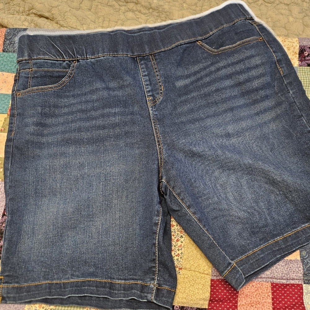 Terra & Sky Dark Blue Denim Stretch Jean Shorts